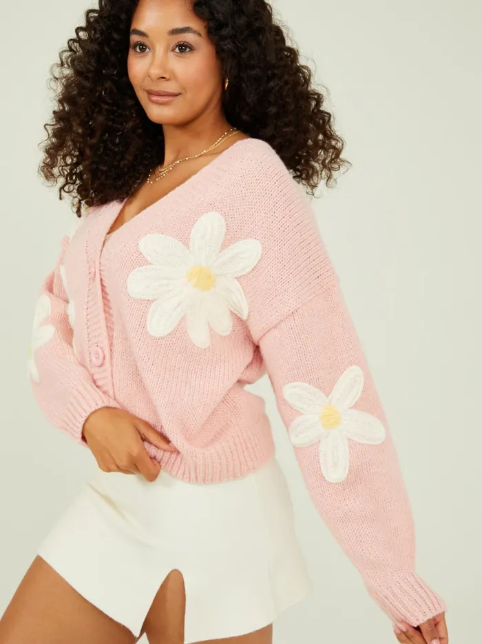 Women Kinley 3d Daisy Cardigan Pink Altar039d State Sweaters