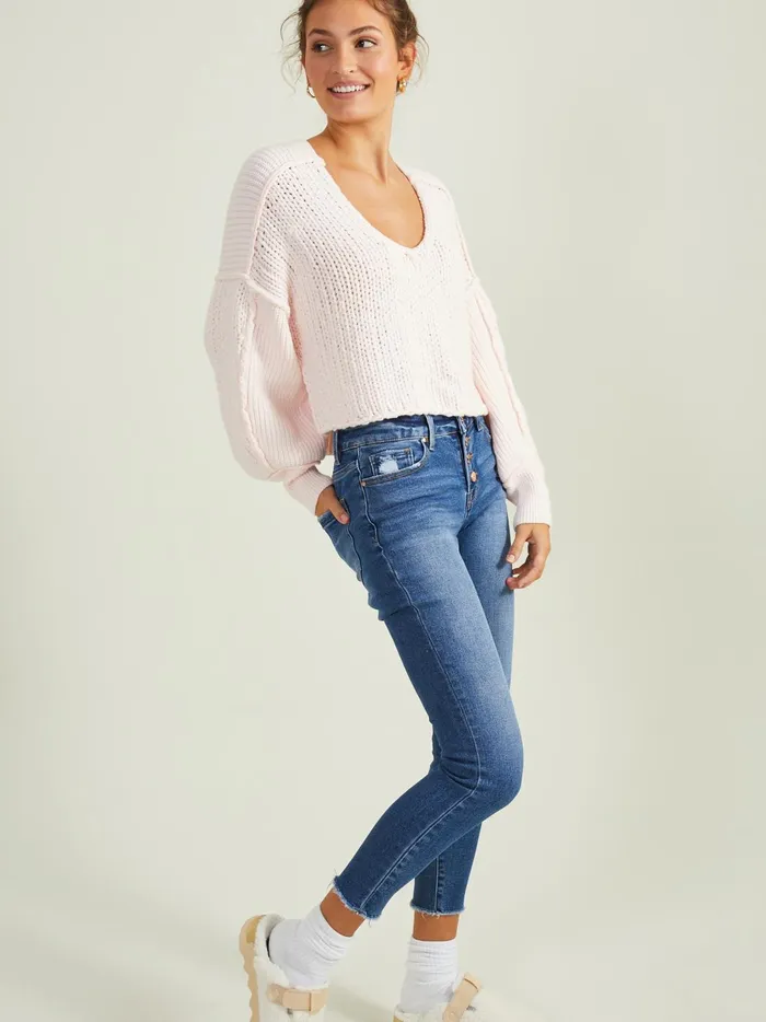 Women Laney Cropped Sweater Lightpink Altar039d State Sweaters