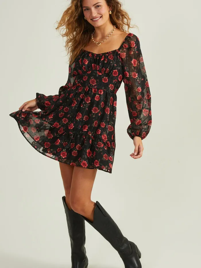 Women Laney Floral Dress Blackred Altar039d State Casual