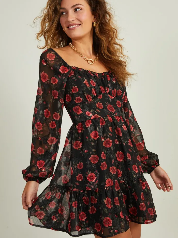 Women Laney Floral Dress Blackred Altar039d State Casual