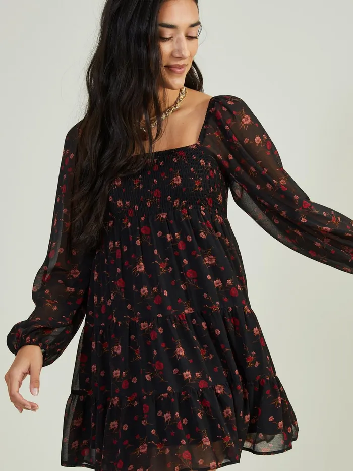 Women Layana Smocked Floral Dress Black Altar039d State Casual