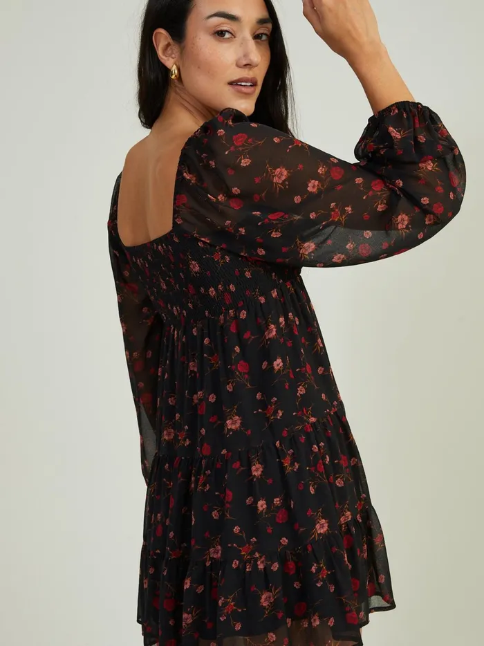 Women Layana Smocked Floral Dress Black Altar039d State Casual