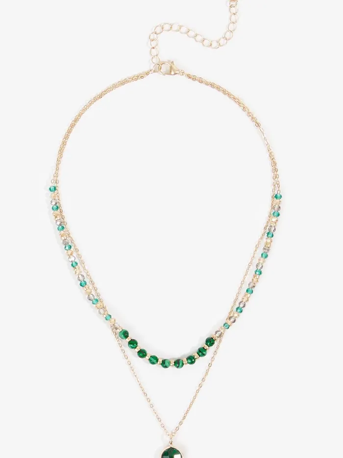Women Layered Natural Stone Beaded Necklace Emerald Altar039d State Jewelry