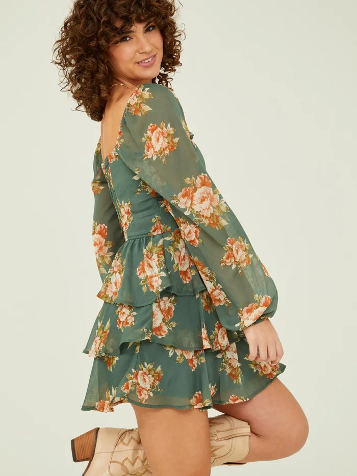 Women Leah Layered Floral Dress Olive Altar039d State Casual