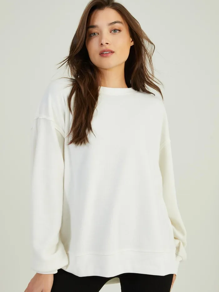 Women Leisure Fleece Top Cream Altar039d State Activewear