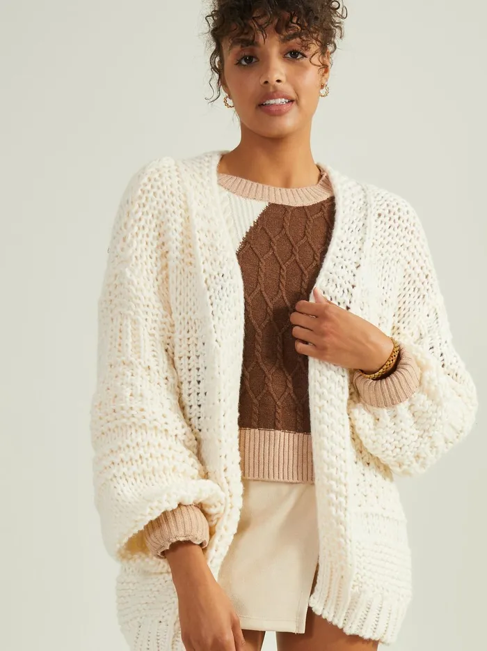 Women Lillie Chunky Textured Cardigan Cream Altar039d State Sweaters