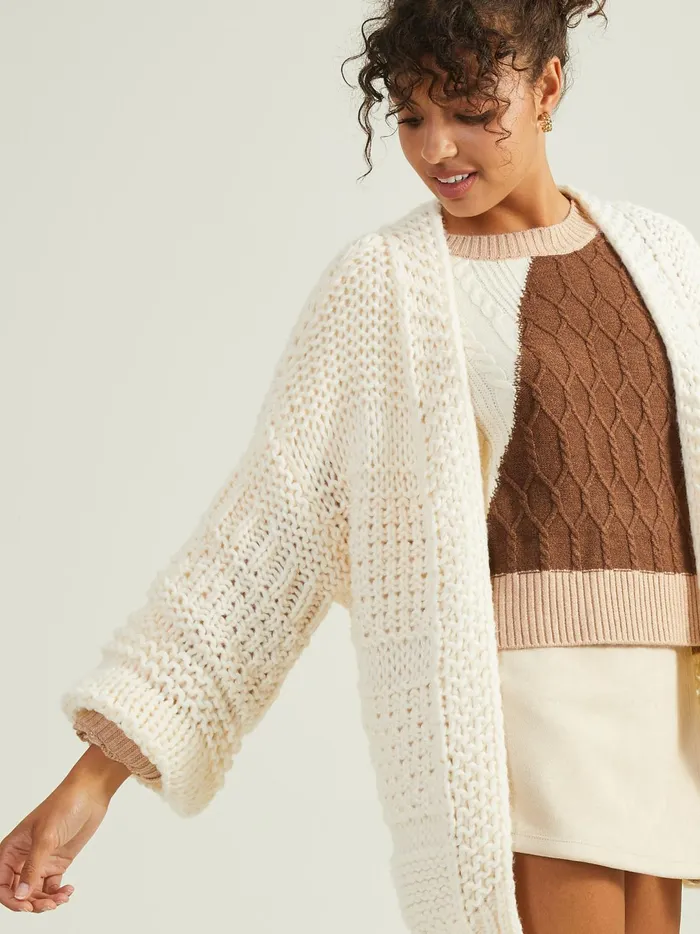 Women Lillie Chunky Textured Cardigan Cream Altar039d State Sweaters