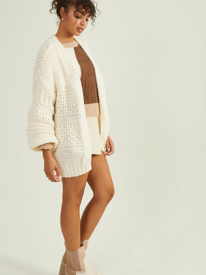 Women Lillie Chunky Textured Cardigan Cream Altar039d State Sweaters