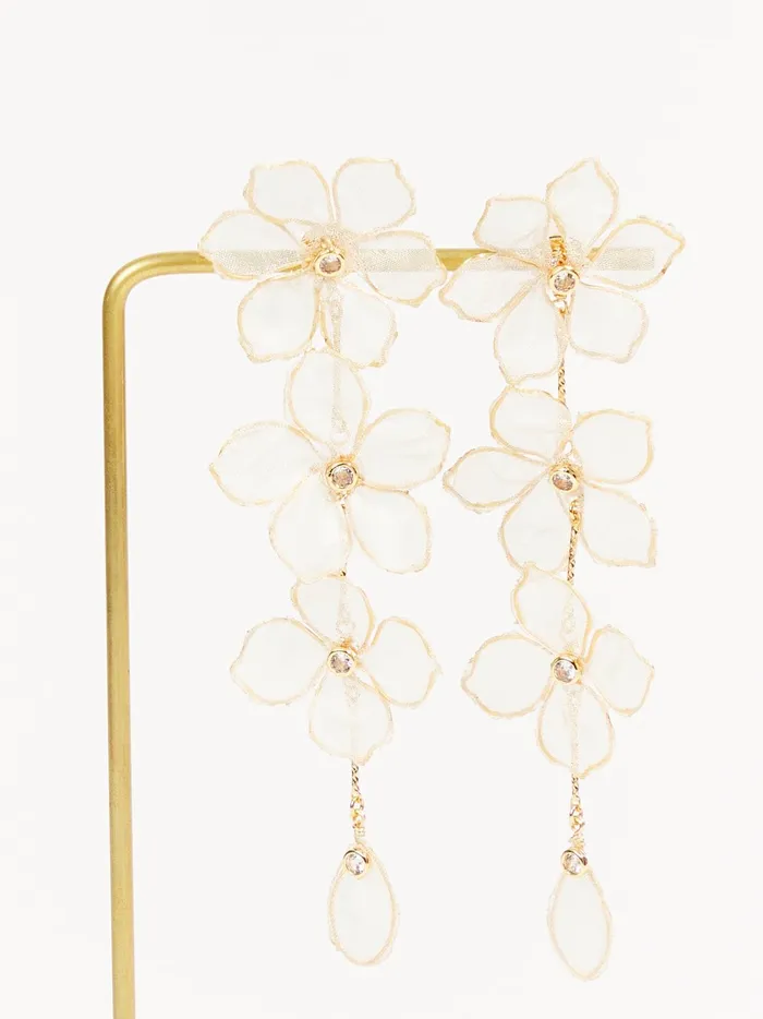 Women Linear Mesh Flower Dangle Earrings Gold Altar039d State Jewelry