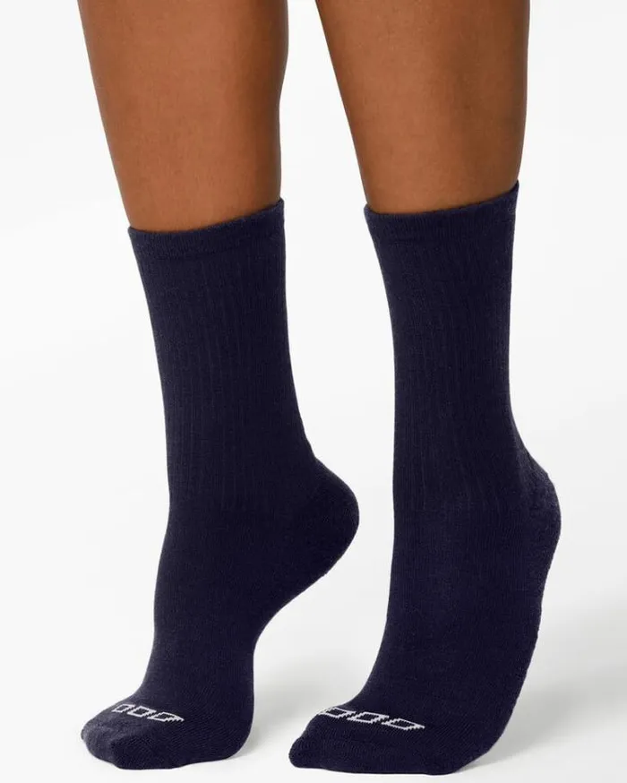 Women LORNA JANE Accessories Merino Wool Blend Quarter Crew Sock French Navy
