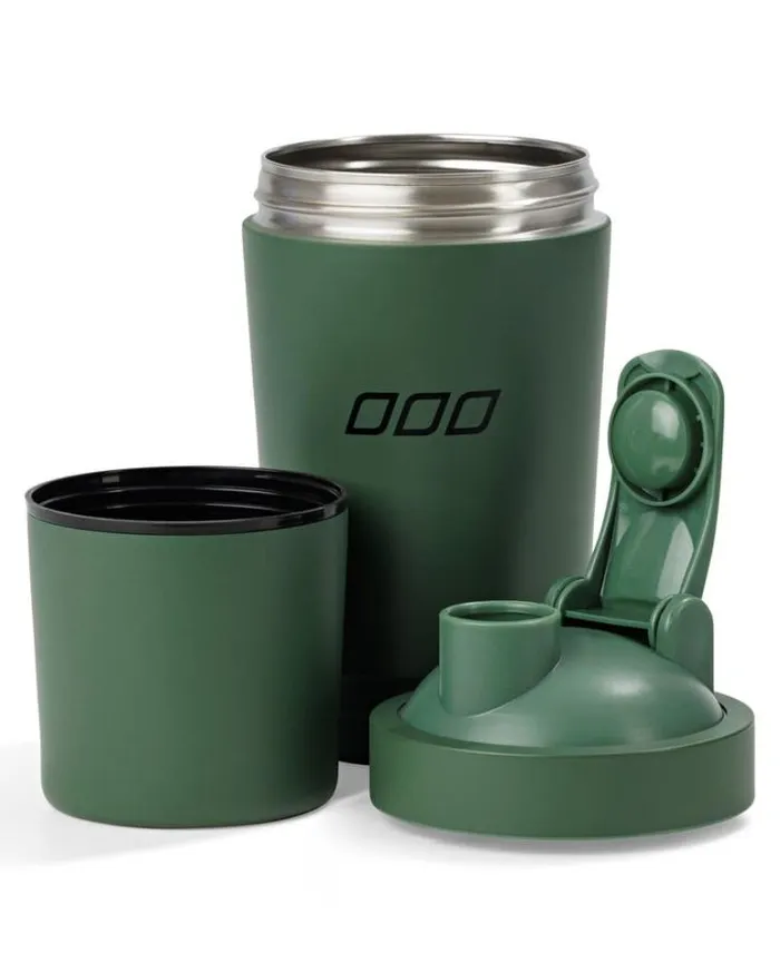 Women LORNA JANE Accessories Stainless Steel Compartment Protein Shaker Dark Matcha