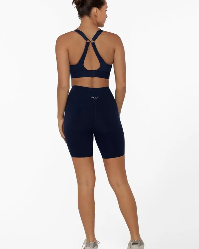 Women LORNA JANE Bike Shorts Amy Phone Pocket Tech Bike Short French Navy