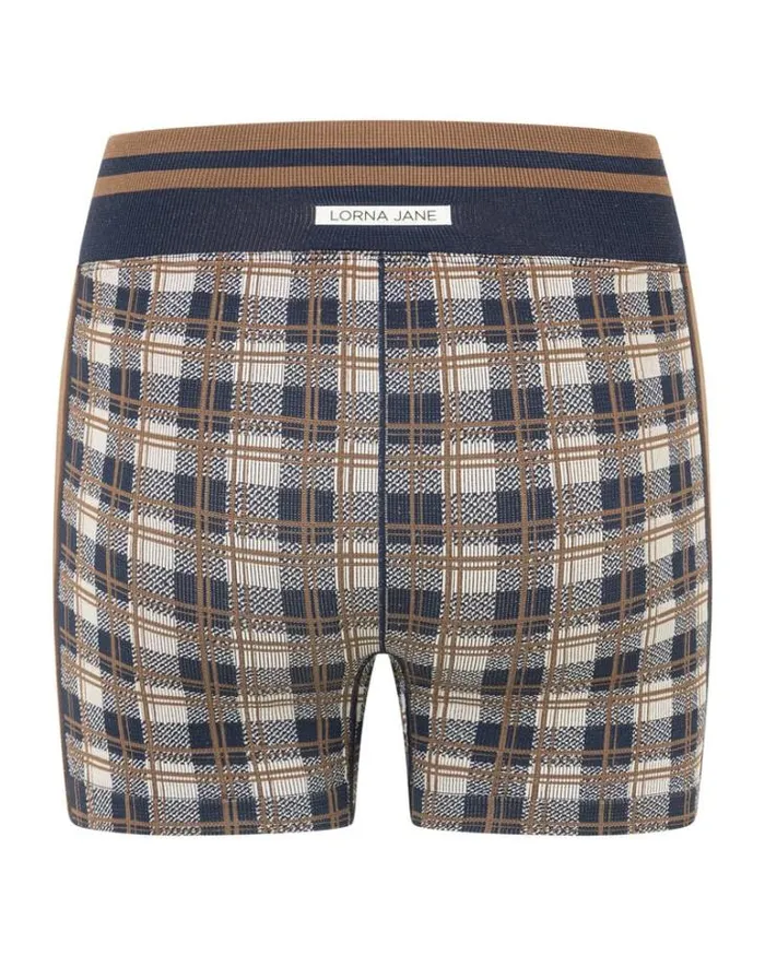 Women LORNA JANE Bike Shorts Gingham Seamless Bike Short Neutral Gingham