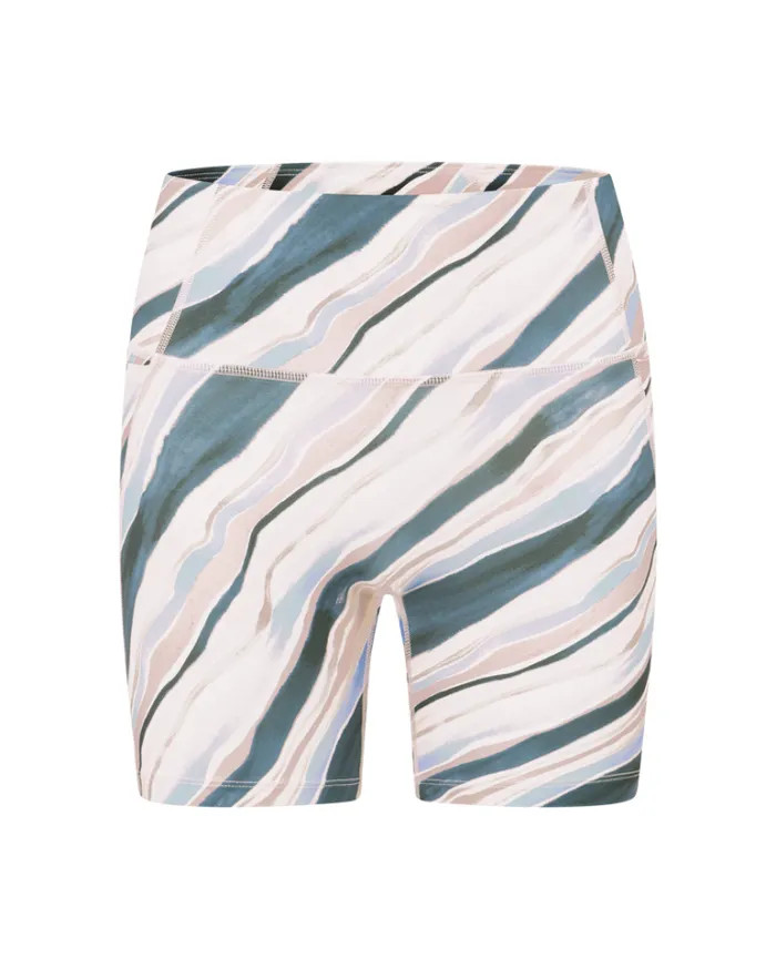 Women LORNA JANE Bike Shorts Horizon Haze No Ride Pocket Bike Short Blacklace Print