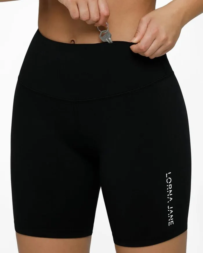 Women LORNA JANE Bike Shorts Lotus 19cm Bike Short Black