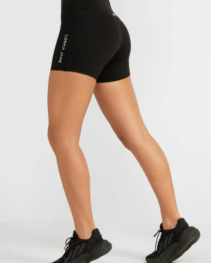 Women LORNA JANE Bike Shorts Lotus No Chafe 12cm Bike Short Black