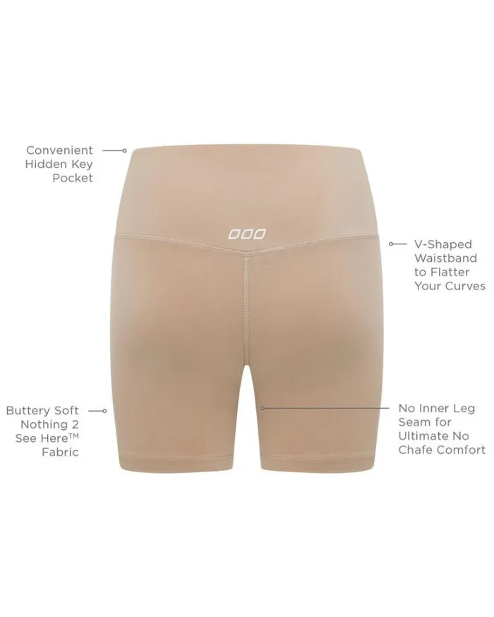 Women LORNA JANE Bike Shorts Lotus No Chafe 16cm Bike Short Dark Off White