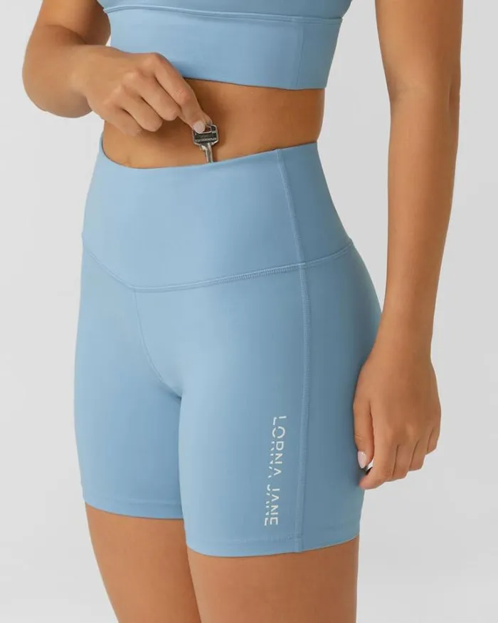 Women LORNA JANE Bike Shorts Lotus No Chafe 16cm Bike Shorts Moontide