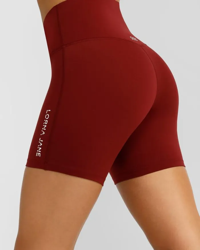 Women LORNA JANE Bike Shorts Lotus No Chafe 16cm Bike Shorts Sepia