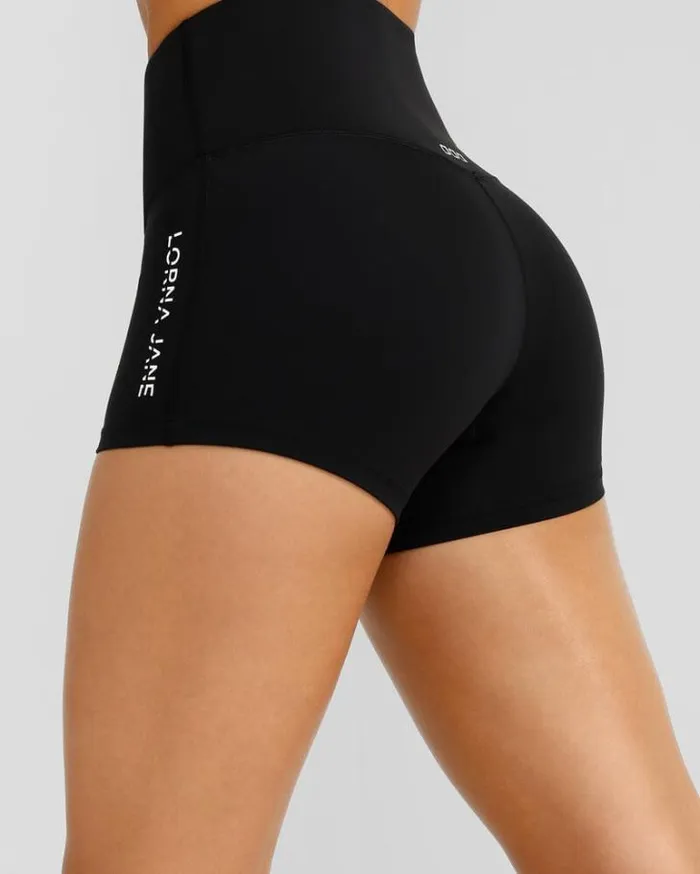Women LORNA JANE Bike Shorts Lotus No Chafe 35 Bike Short Black