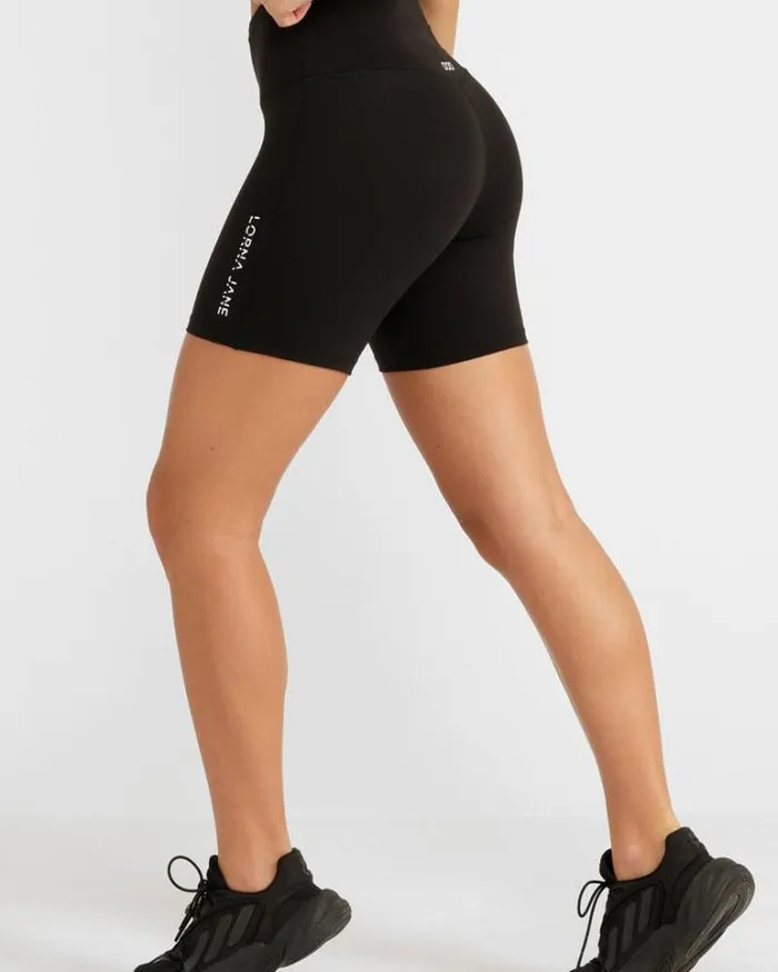 Women LORNA JANE Bike Shorts Lotus No Chafe 62 Bike Short Black