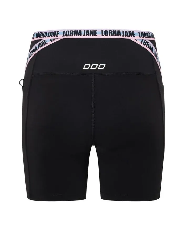 Women LORNA JANE Bike Shorts Metaverse Recycled No Chafe Pocket Bike Short Black