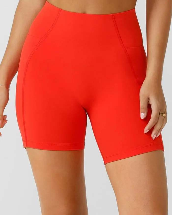 Women LORNA JANE Bike Shorts Sculpt And Support No Ride Bike Short Hot Tomato