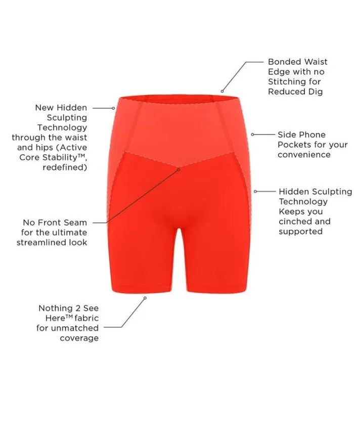Women LORNA JANE Bike Shorts Sculpt And Support No Ride Bike Short Hot Tomato