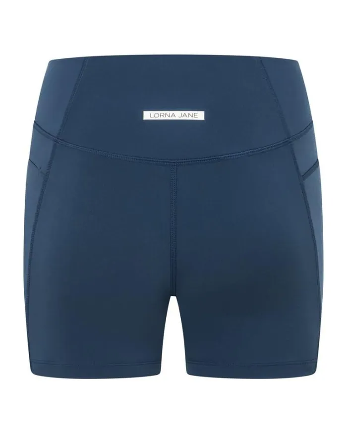 Women LORNA JANE Bike Shorts Speed Circuit 12cm No Chafe Bike Short Academy Blue