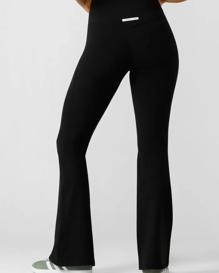 Women LORNA JANE Flare Leggings Effortless Phone Pocket Flared Leggings Black