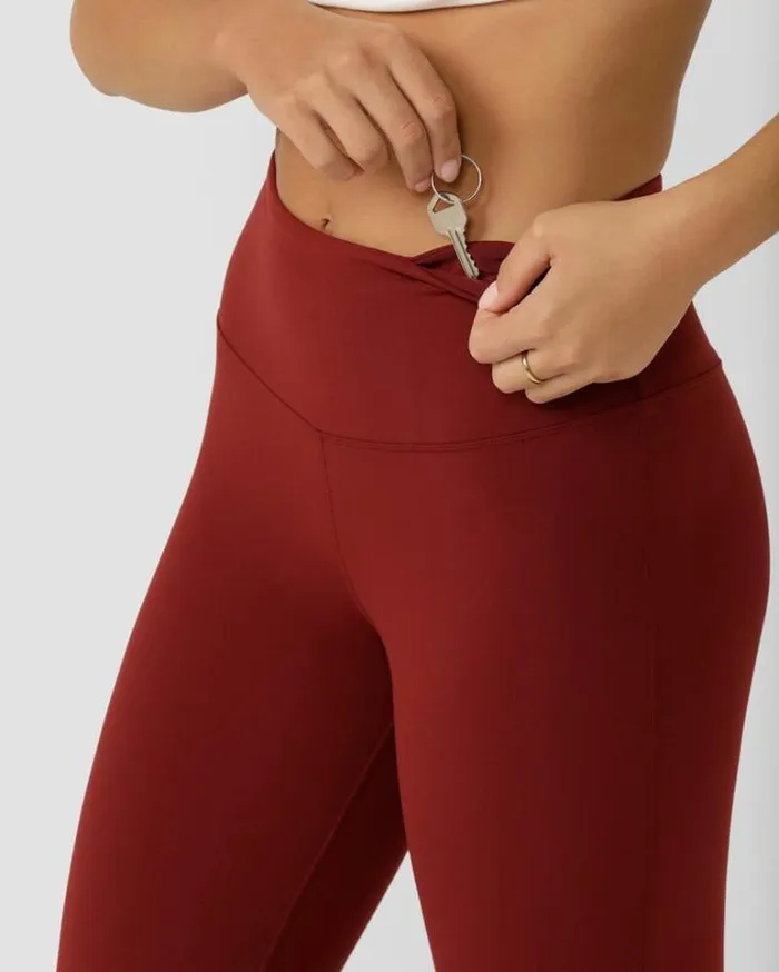 Women LORNA JANE Flare Leggings Lotus Flared Full Length Leggings Sepia