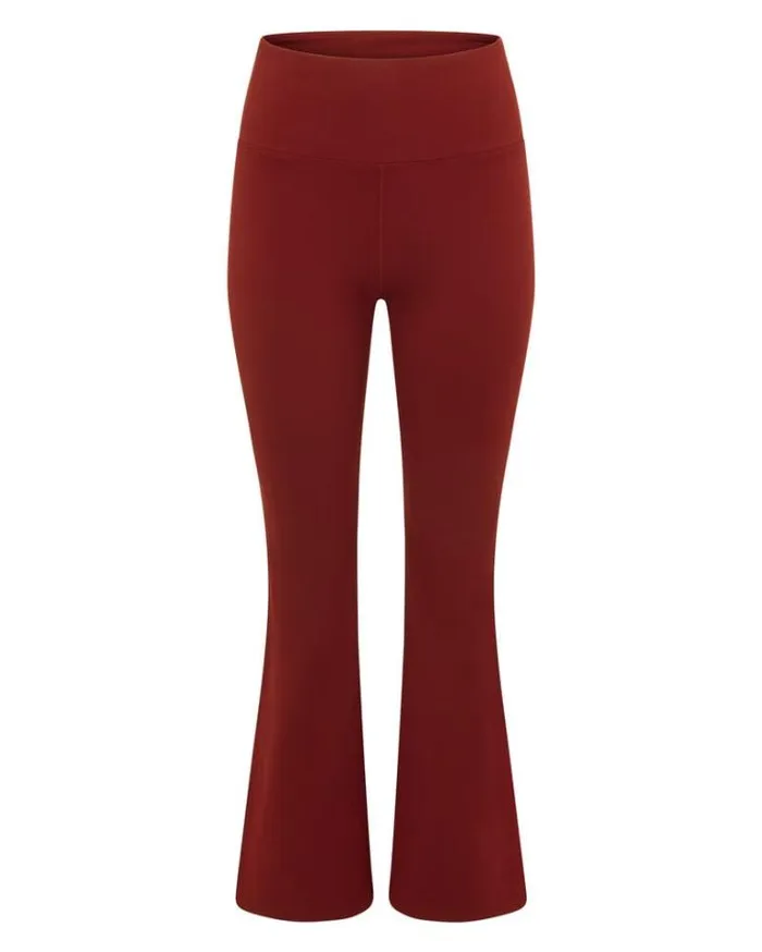 Women LORNA JANE Flare Leggings Lotus Flared Full Length Leggings Sepia