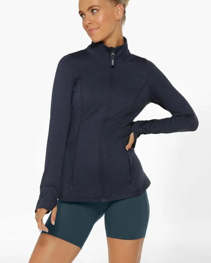 Women LORNA JANE Jackets Hoodies And Sweats Active Zip Thru Jacket French Navy Marl Women LORNA JANE Jackets Hoodies And Sweats Active Zip Thru Jacket French Navy Marl