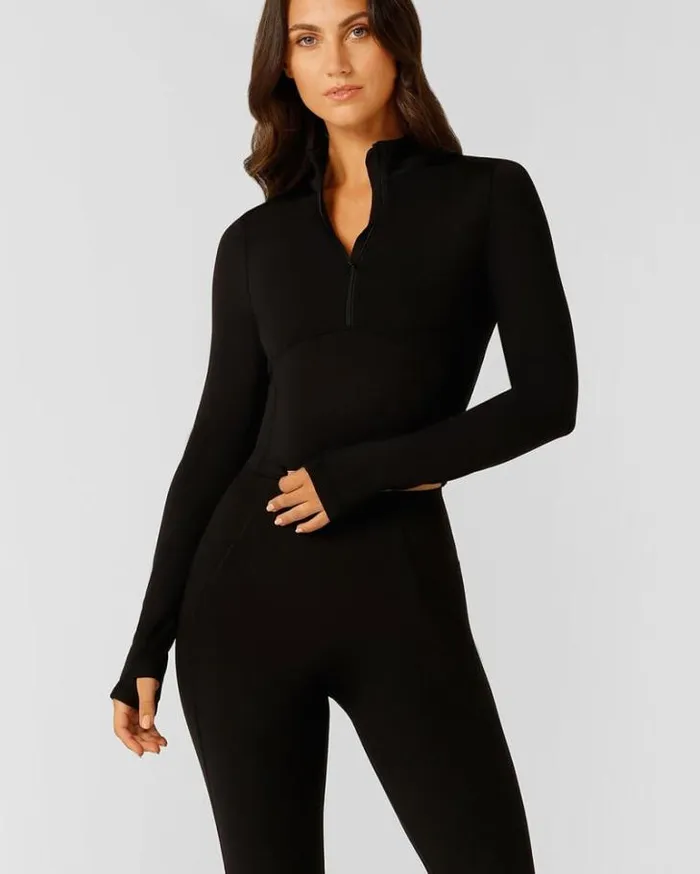 Women LORNA JANE Jackets Hoodies And Sweats All Star Active Cropped 12 Zip Black Women LORNA JANE Jackets Hoodies And Sweats All Star Active Cropped 12 Zip Black