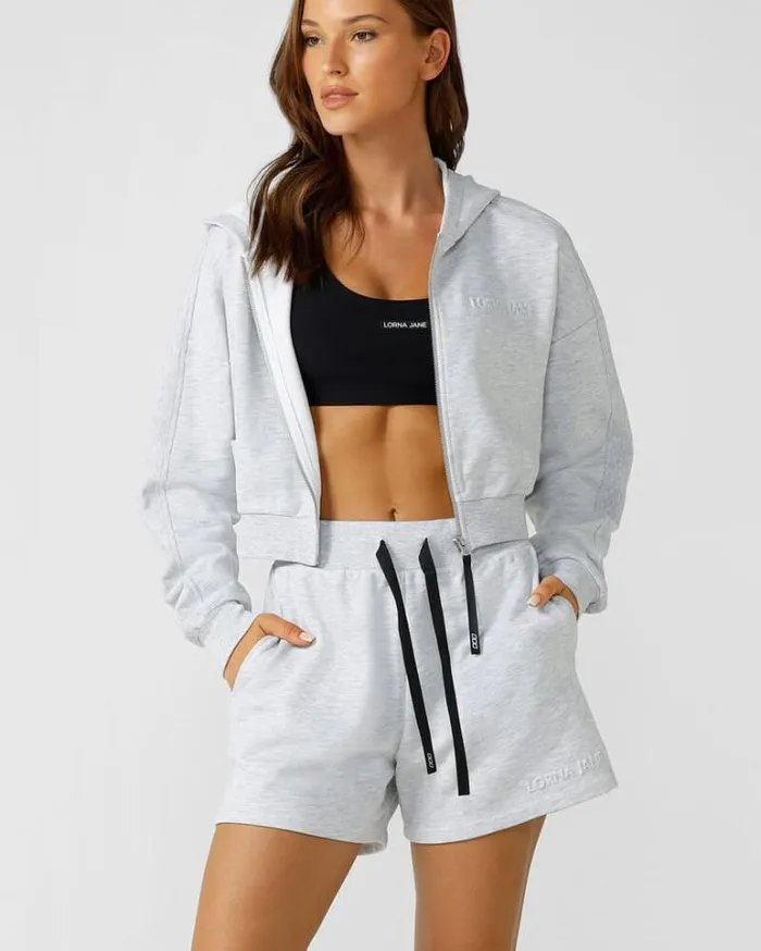 Women LORNA JANE Jackets Hoodies And Sweats Everyday Essential Zip Through Grey Marl