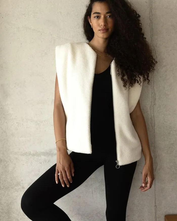 Women LORNA JANE Jackets Hoodies And Sweats Horizon Sherpa Vest Porcelain