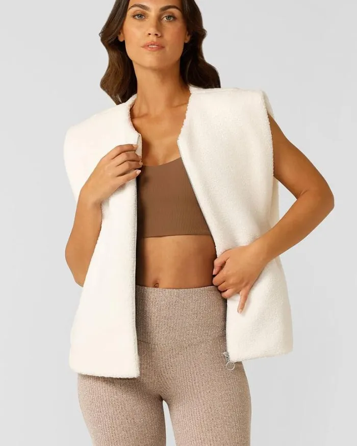 Women LORNA JANE Jackets Hoodies And Sweats Horizon Sherpa Vest Porcelain