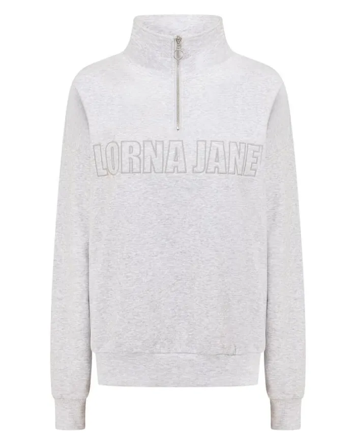 Women LORNA JANE Jackets Hoodies And Sweats Iconic Quarter Zip Sweat Light Grey Marl