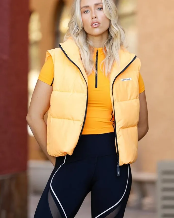 Women LORNA JANE Jackets Hoodies And Sweats Motion Puffer Vest Mango Sorbet