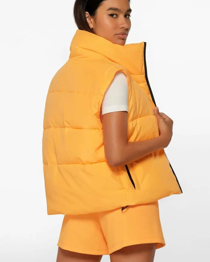 Women LORNA JANE Jackets Hoodies And Sweats Motion Puffer Vest Mango Sorbet