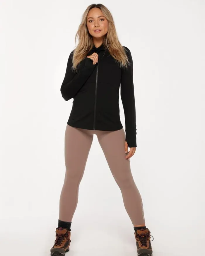 Women LORNA JANE Jackets Hoodies And Sweats Thermal Endurance Zip Through Jacket Black