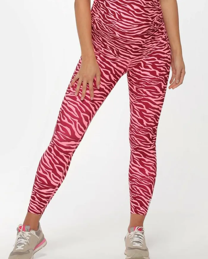 Women LORNA JANE Maternity LJ Maternity Ankle Biter Leggings Bright Zebra Print