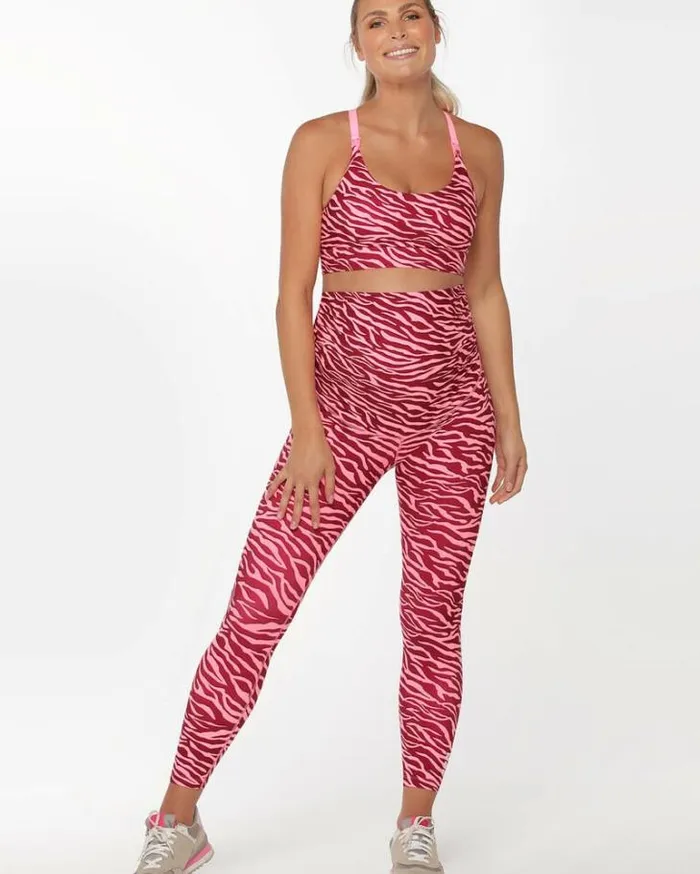 Women LORNA JANE Maternity LJ Maternity Ankle Biter Leggings Bright Zebra Print