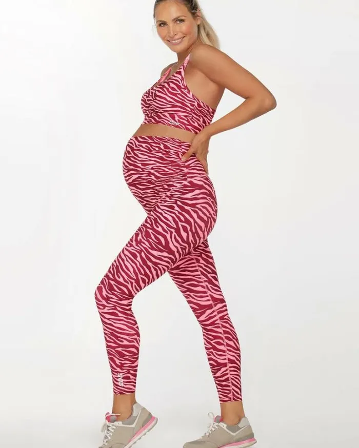 Women LORNA JANE Maternity LJ Maternity Ankle Biter Leggings Bright Zebra Print