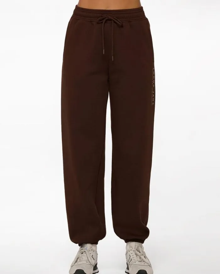 Women LORNA JANE Pants Lounge Fleece Trackpant Espresso