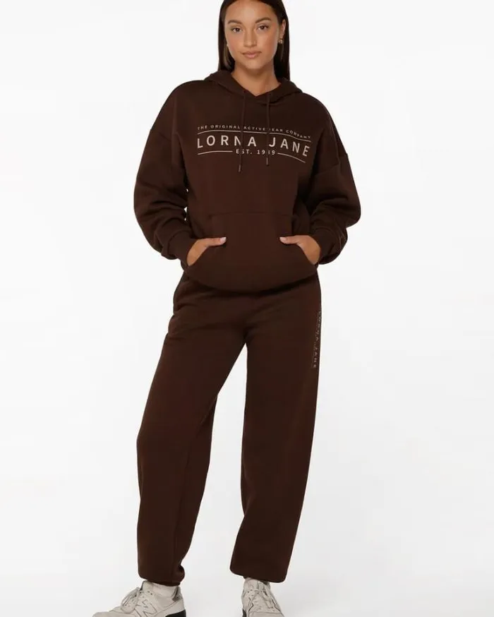 Women LORNA JANE Pants Lounge Fleece Trackpant Espresso