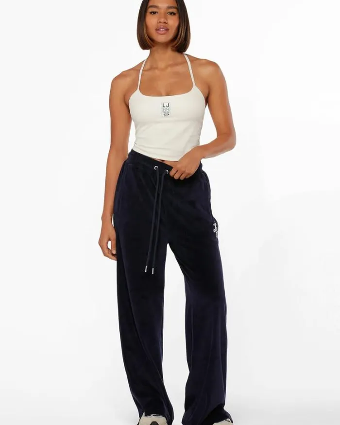 Women LORNA JANE Pants Naughties Nostalgic Velour Bootleg Track Pant French Navy Women LORNA JANE Pants Naughties Nostalgic Velour Bootleg Track Pant French Navy