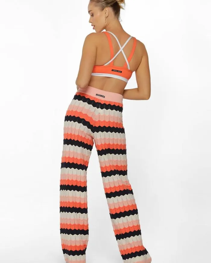 Women LORNA JANE Pants Summer Knitted Lounge Pant Peach Stripe
