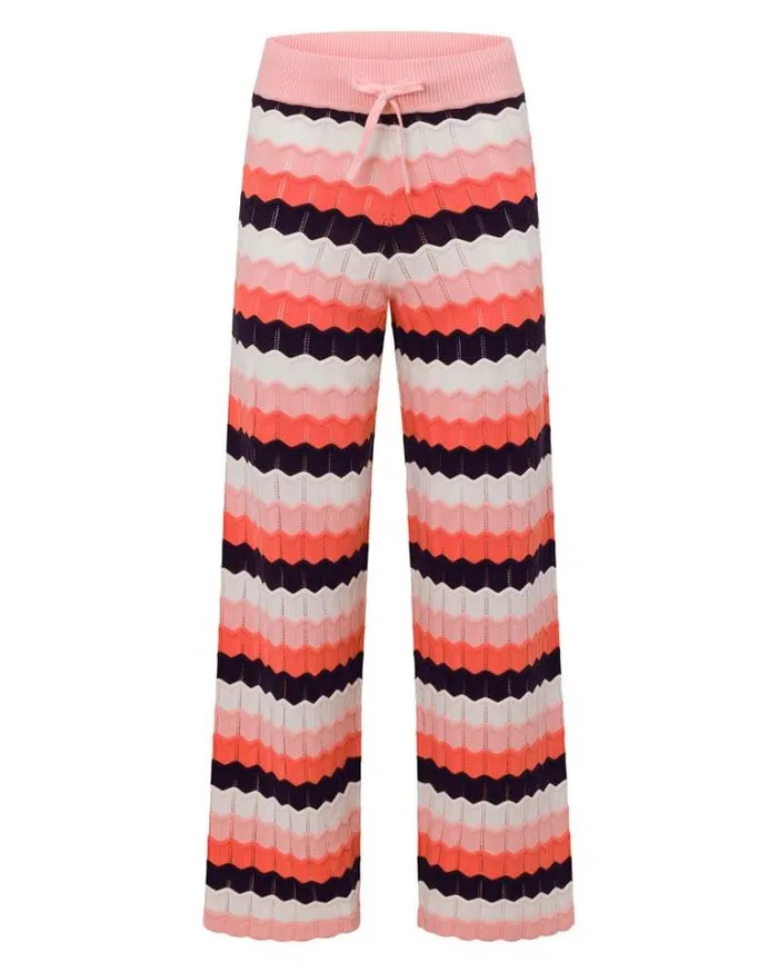 Women LORNA JANE Pants Summer Knitted Lounge Pant Peach Stripe