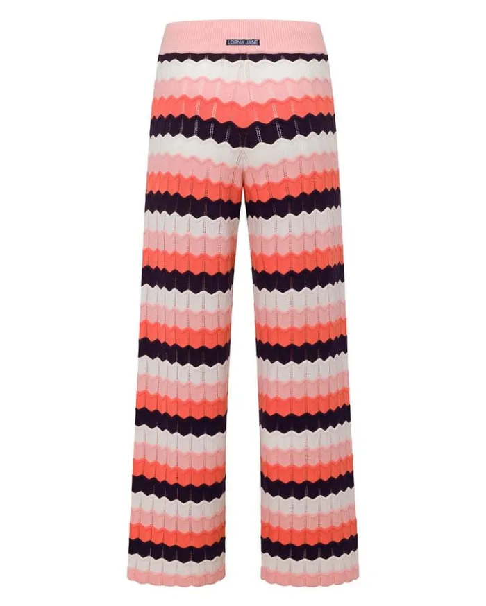 Women LORNA JANE Pants Summer Knitted Lounge Pant Peach Stripe